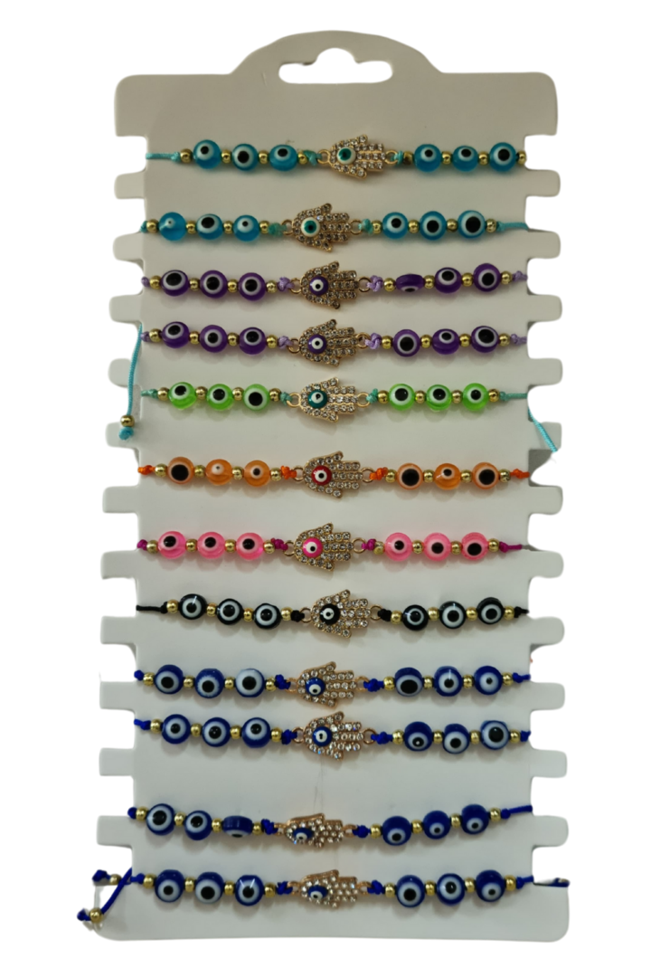 Pulseira hamsa c strass cartela 12