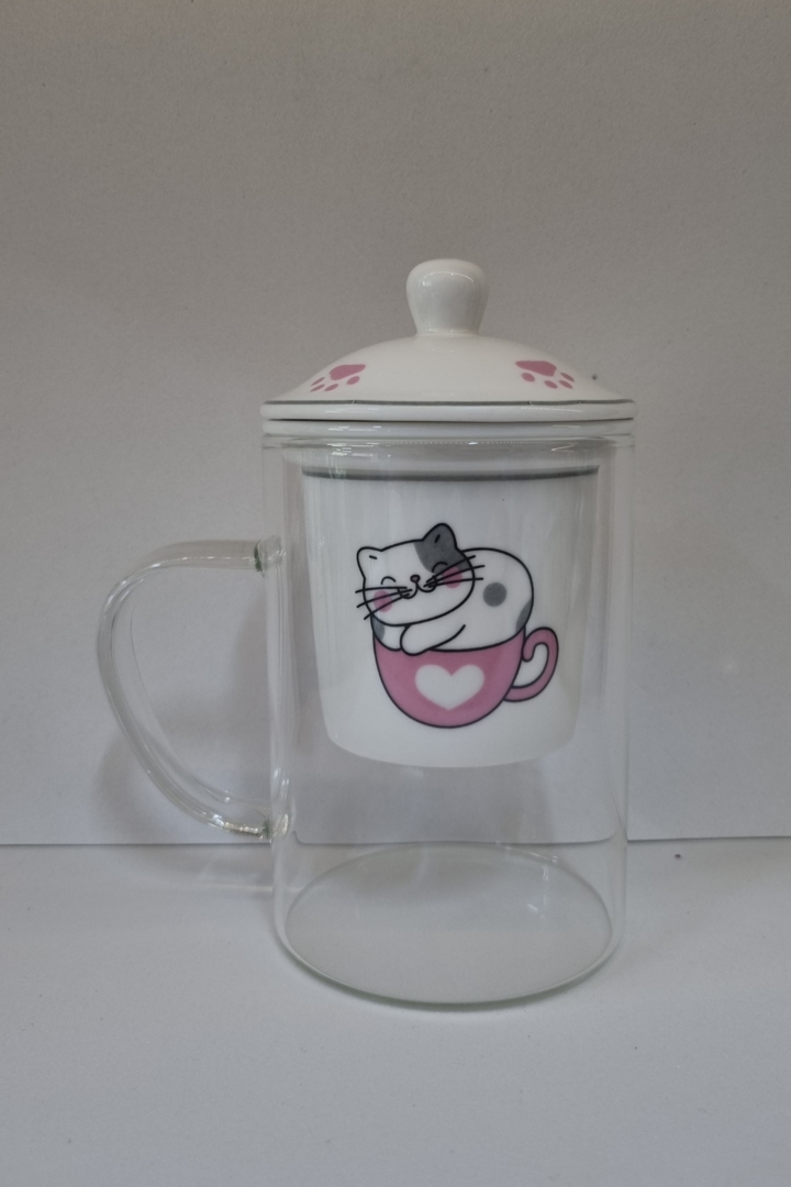Caneca vidro c infusor porcelana 14045 1