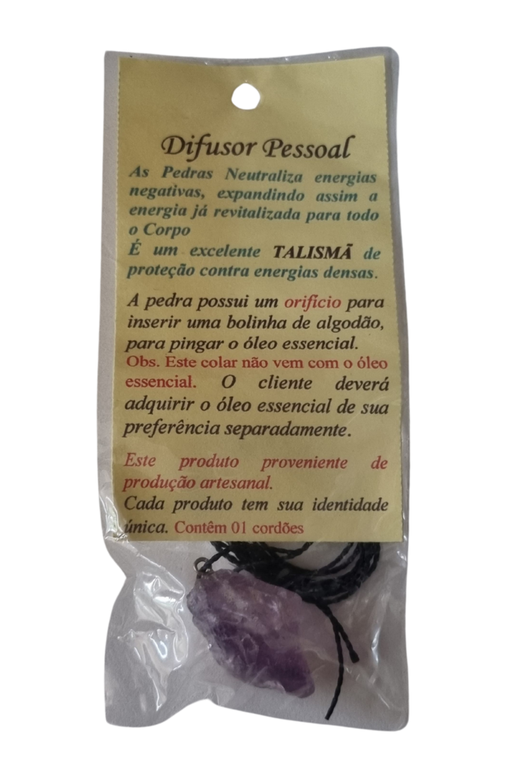 Difusor pessoal cordao pedra bruta