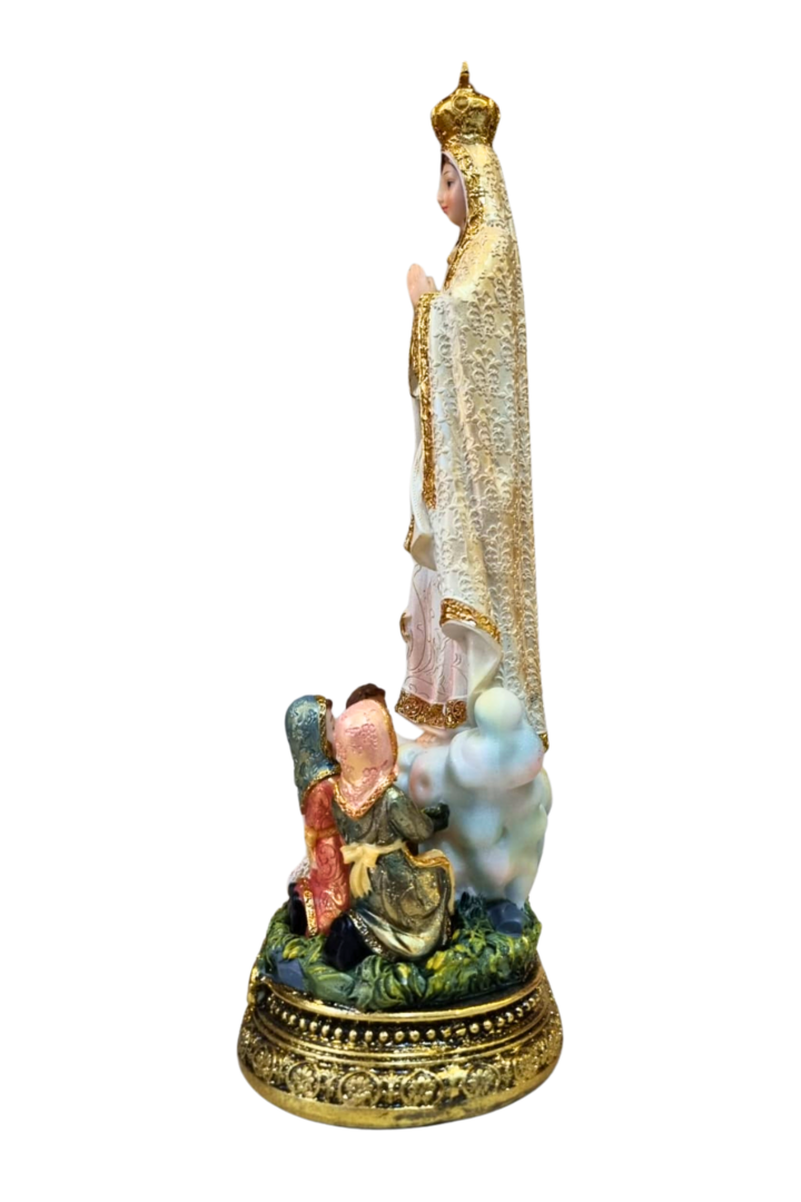 Nossa senhora de fatima com pastores 31cm 2