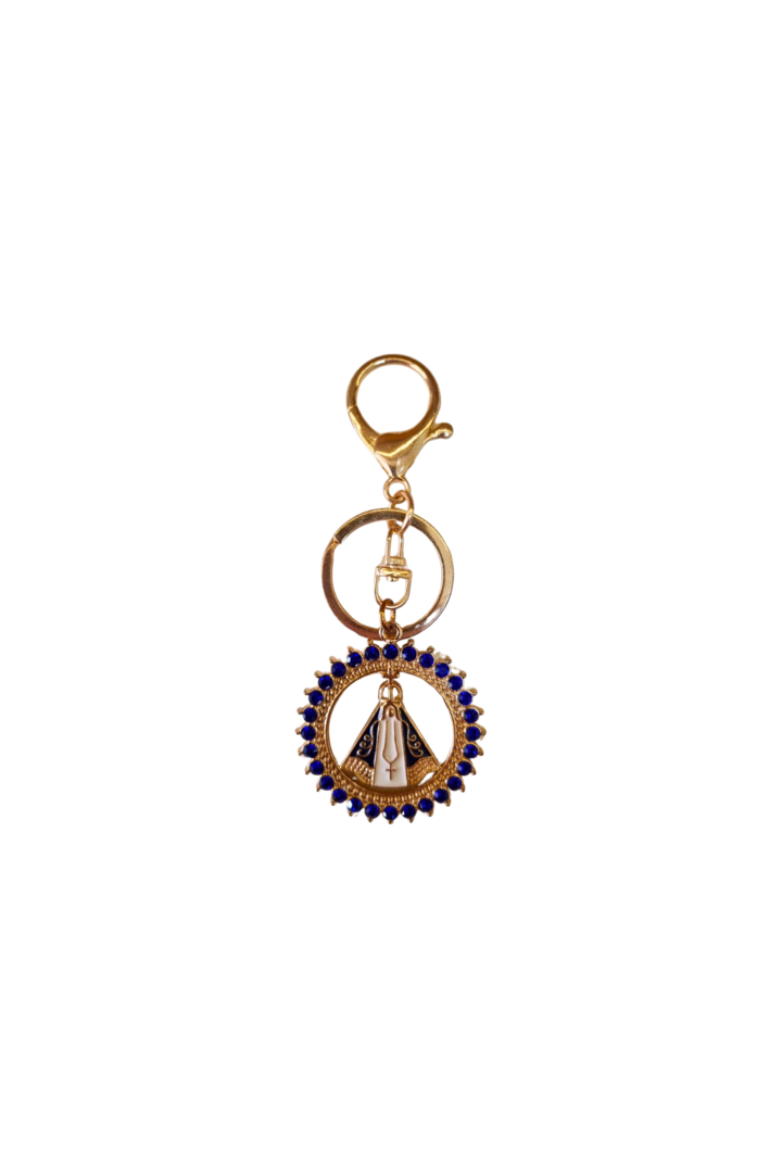 Chaveiro nossa senhora aparecida com strass azul 1