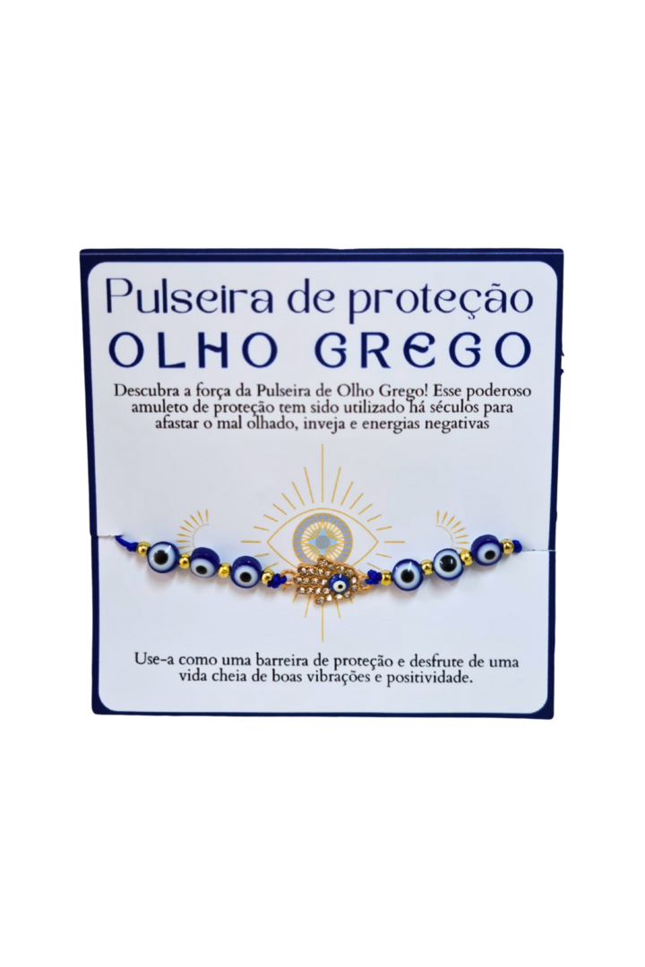 Pulseira olho grego hamsa