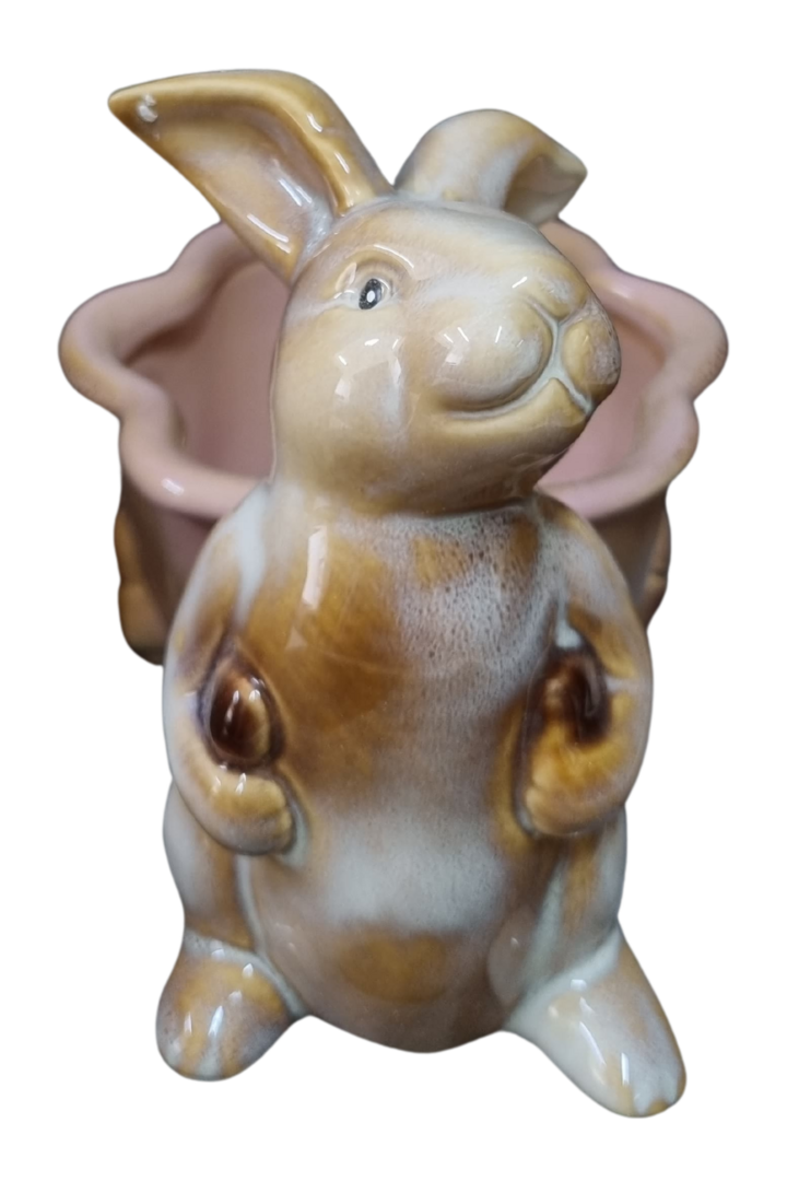 Coelho cesta carrinho porcelana 2