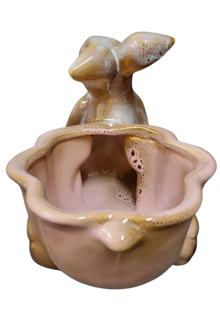 Coelho cesta carrinho porcelana 4