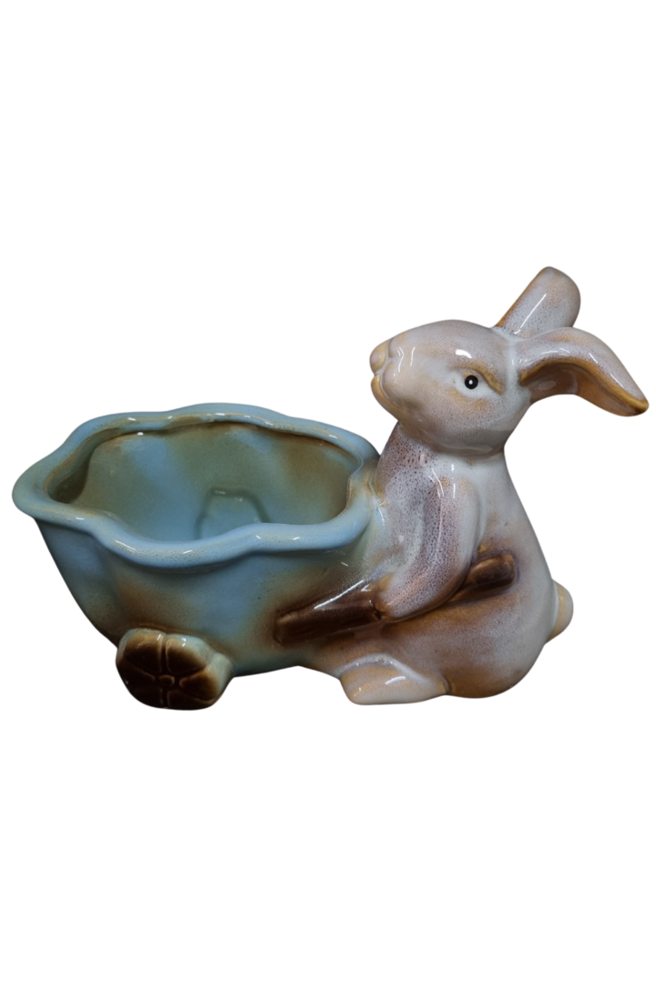 Coelho cesta carrinho porcelana 5