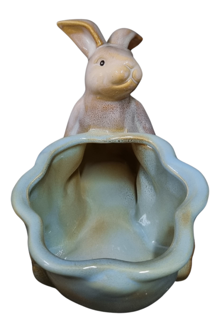 Coelho cesta carrinho porcelana 6