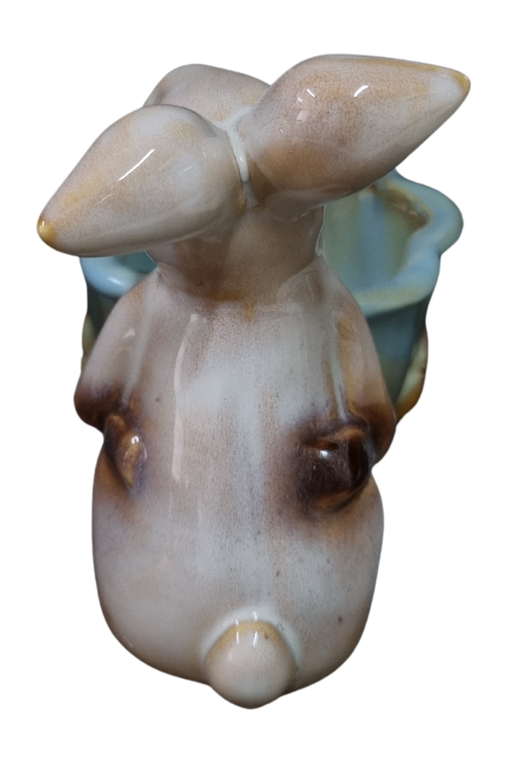 Coelho cesta carrinho porcelana 7
