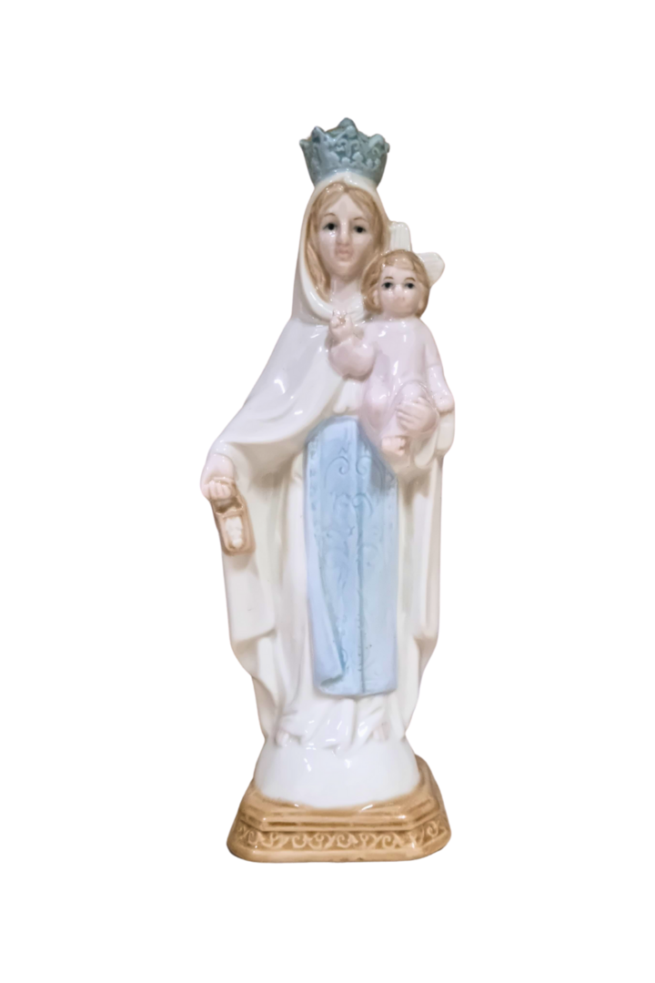 Nossa senhora do carmo porcelana blue white 12 5cm 1