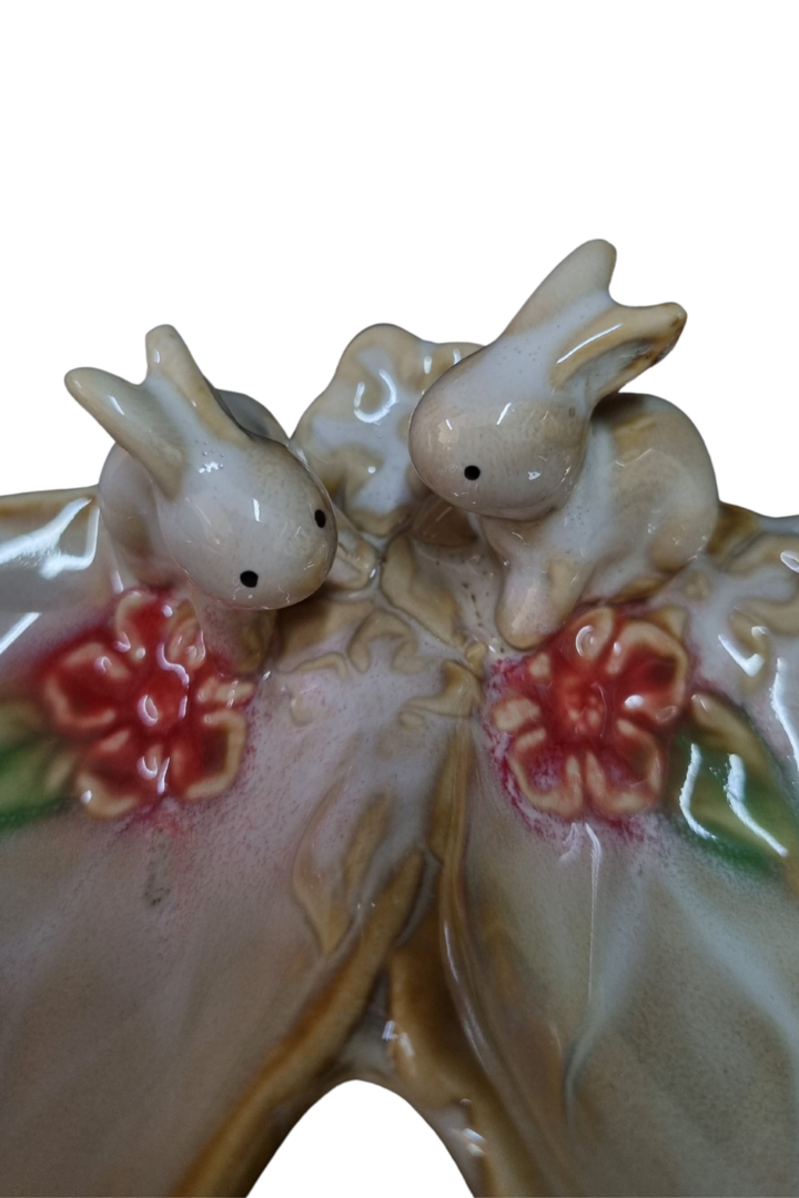 Petiskeira folha dupla coelho porcelana 4