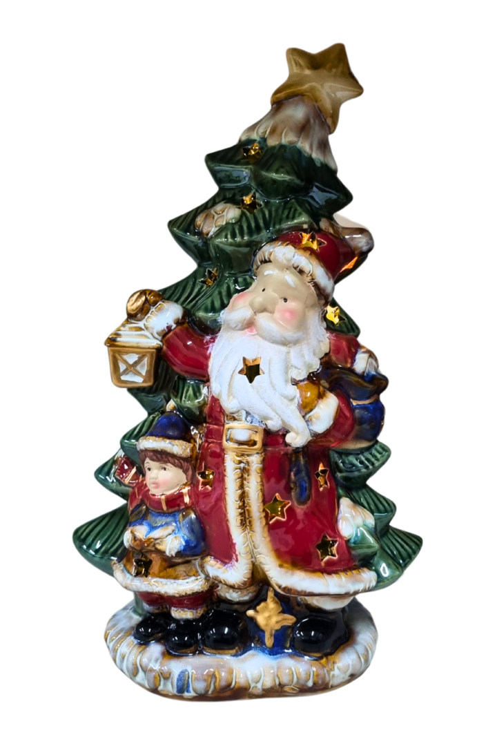 Papai noel arvore c luz porcelana 1