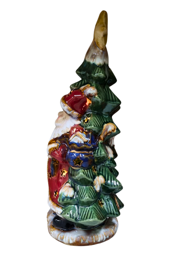 Papai noel arvore c luz porcelana 2