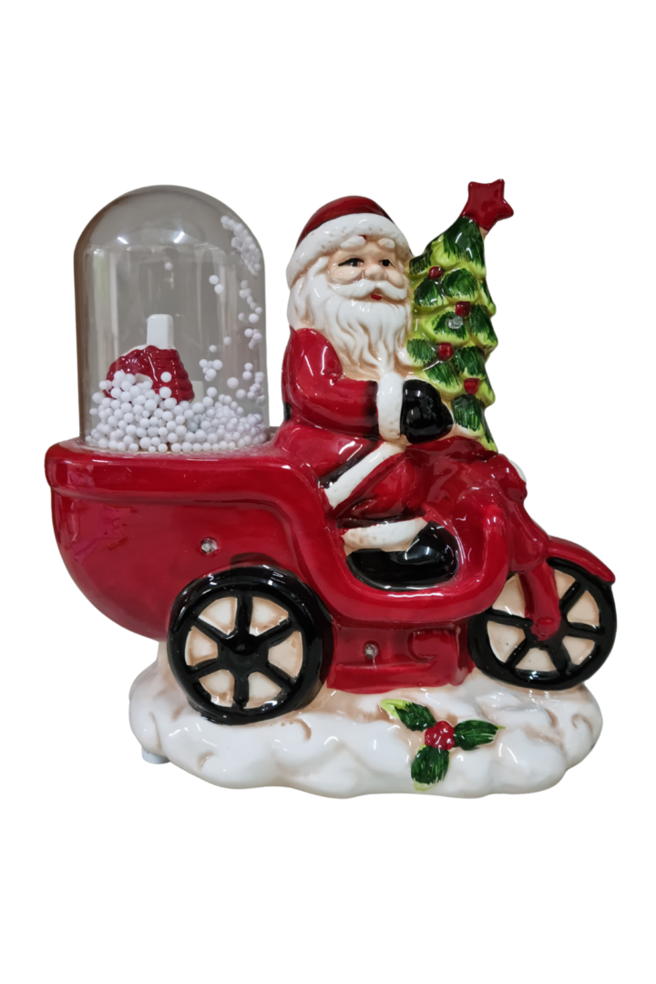 Papai noel moto c neve porcelana 1