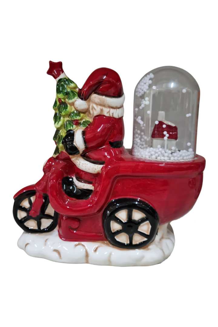 Papai noel moto c neve porcelana 3