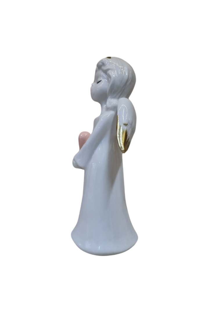 Anjo branco coracao porcelana 2
