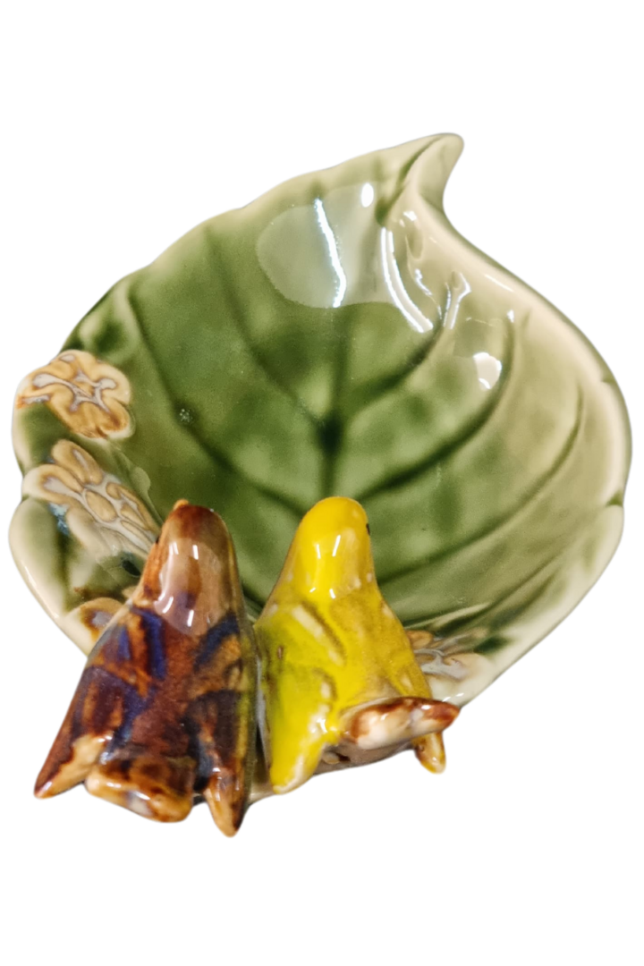 Petiskeira folha passarinho porcelana 2