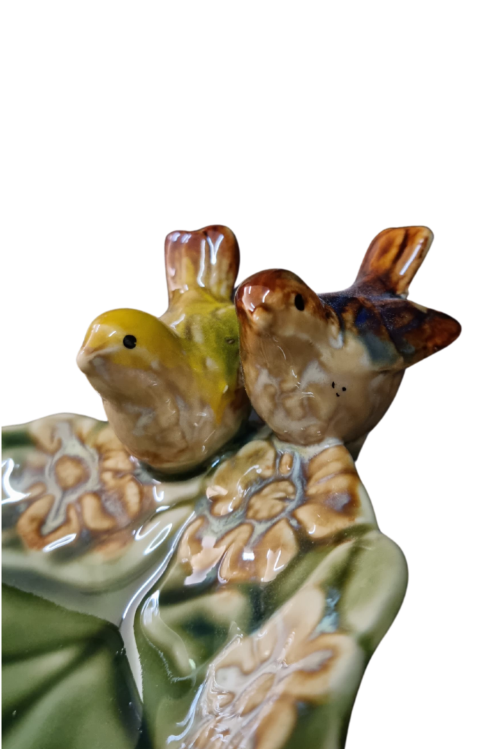 Petiskeira folha passarinho porcelana 3