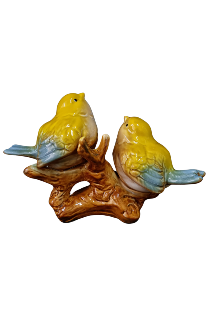 Passarinho duplo no galho porcelana 2