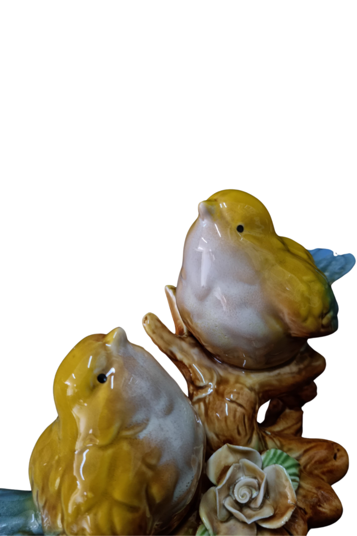 Passarinho duplo no galho porcelana 3