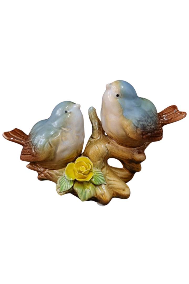 Passarinho duplo no galho porcelana 4