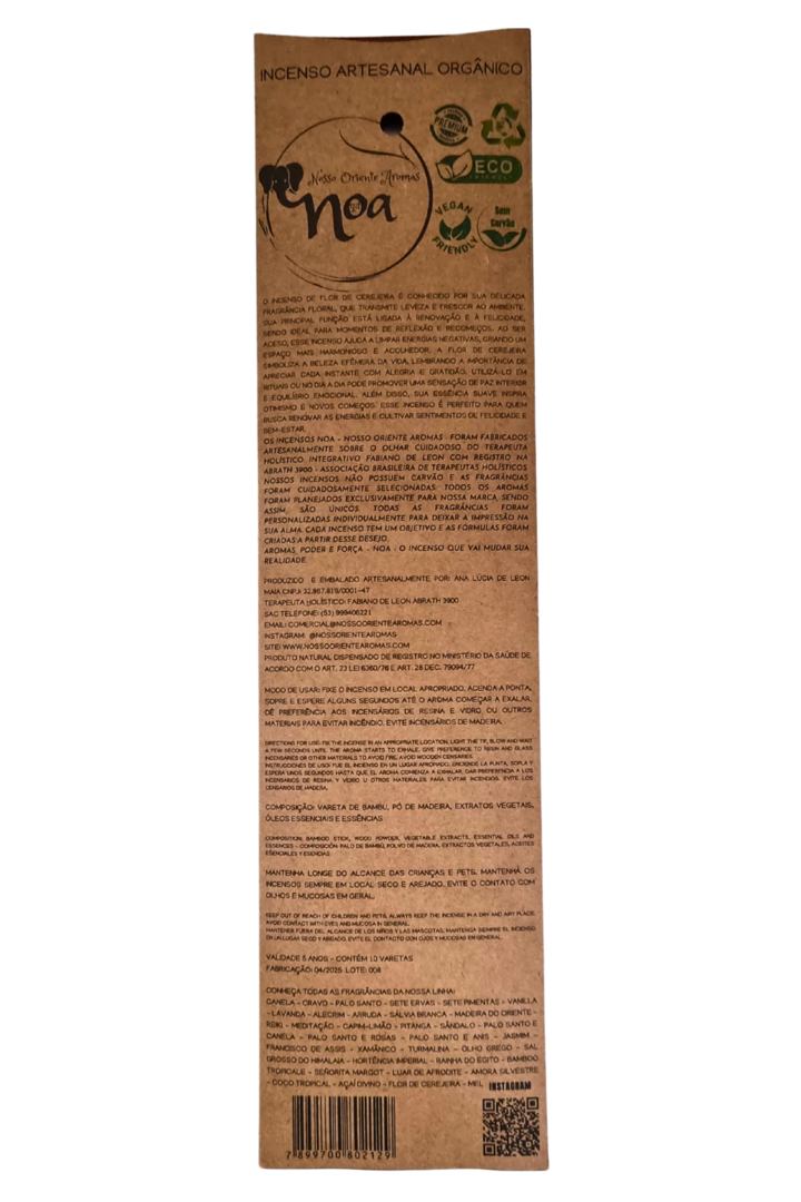 Incenso artesanal organico flor de cerejeira noa 2